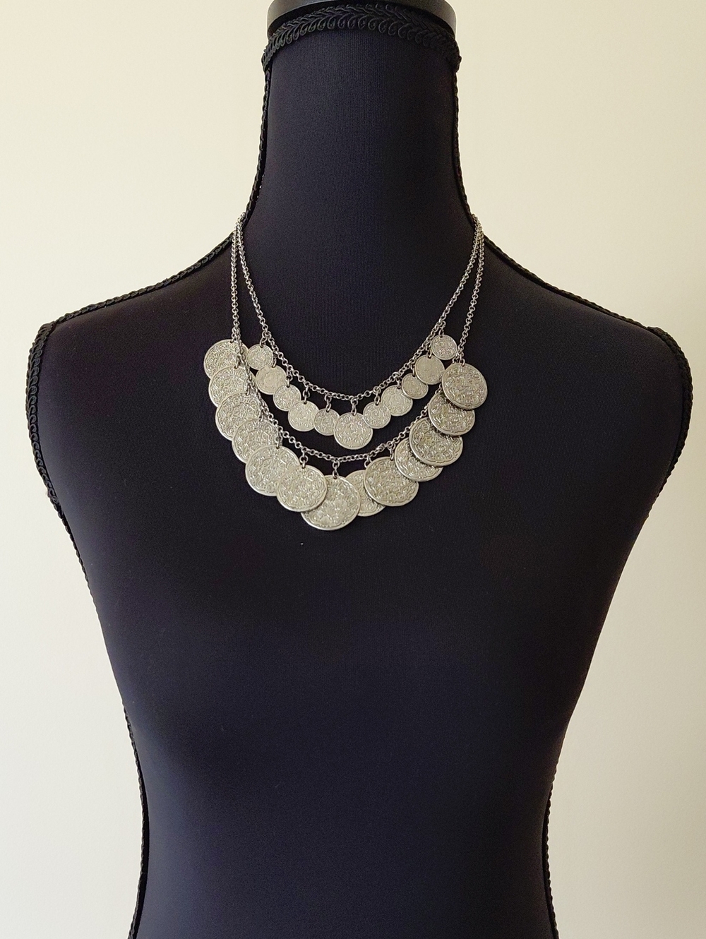 Silver Coin Layered Necklace - Women Jewelry